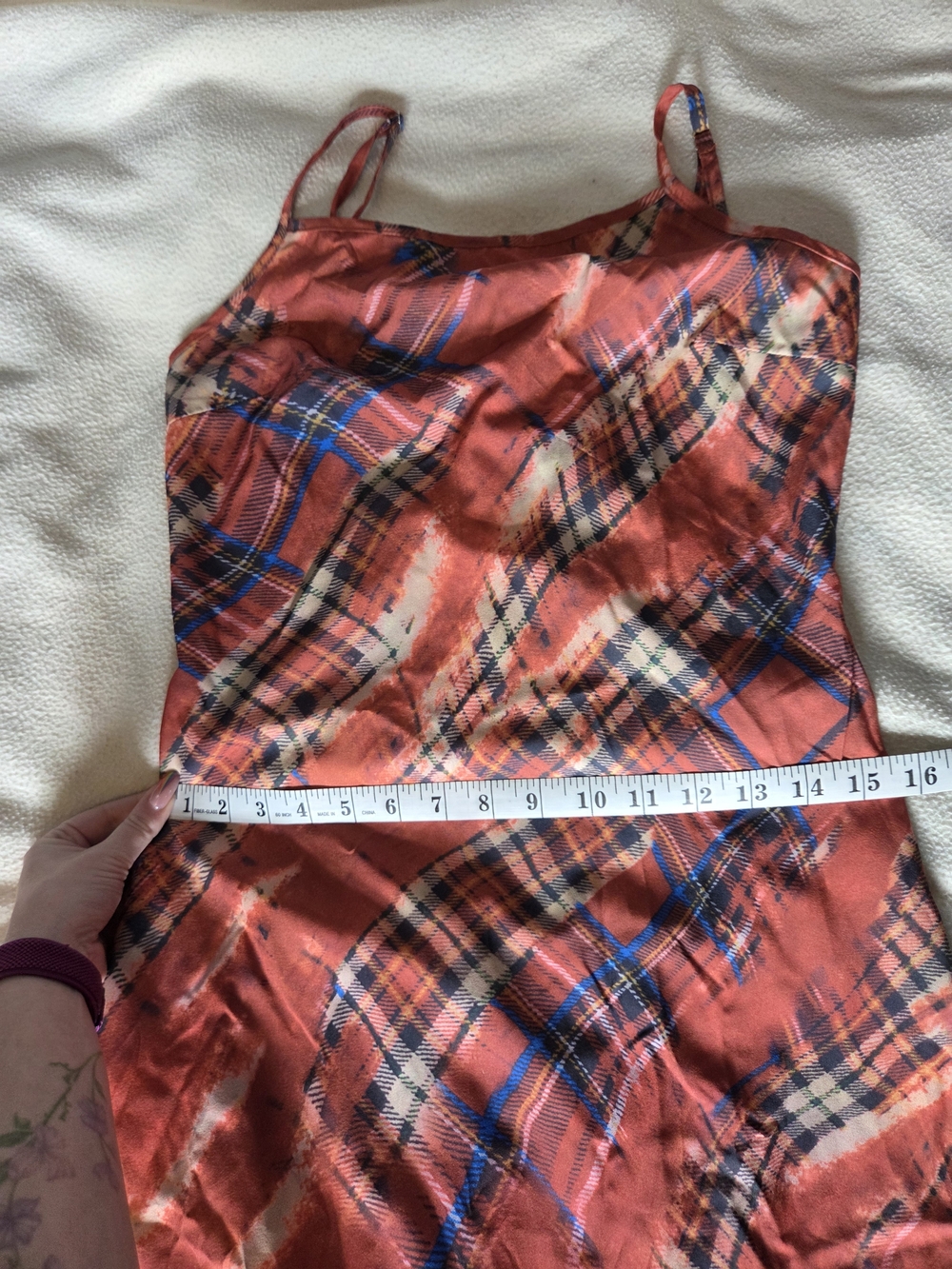 Cider Orange Plaid Midi-Dress - Picture 6 of 15